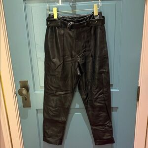 IRO Black Cropped Leather Pants